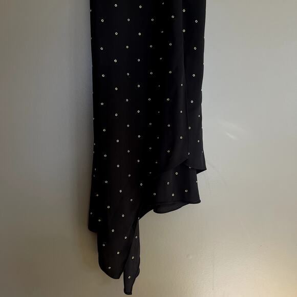 Veronica Beard Charlene Studded Crepe Dress Black Gold Size 2 Drapey Embellished - Picture 10 of 16